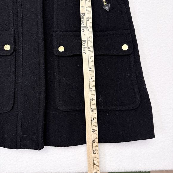 J.‎ Crew Chateau Parka Italian Wool Stadium Cloth Coat Size 2 Black NO FUR HOOD - Picture 9 of 9